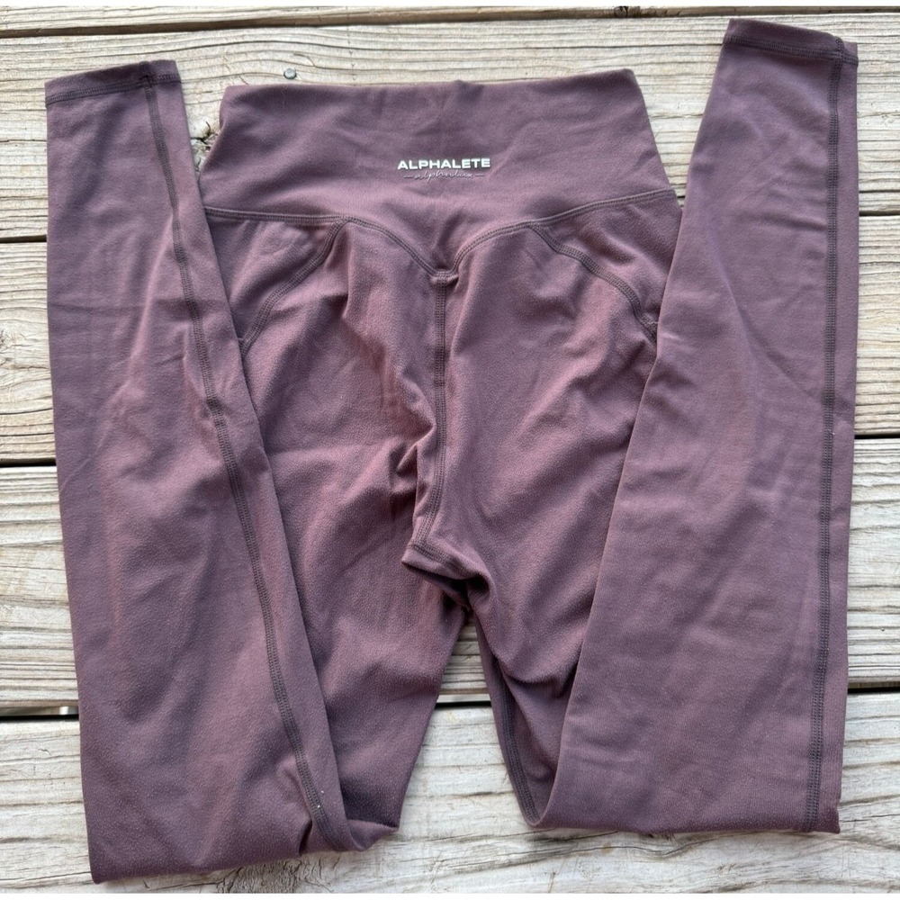Alphalete‎ Alphalux High Waisted Pocket Leggings Plum Purple Mauve Yoga Pants x1